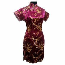 Burgundy Traditional Chinese Dress Mujer Vestido Womens Satin Mini Cheongsam Qipao Plus Size S M L XL XXL XXXL 4XL 5XL 6XL J4037 2024 - buy cheap