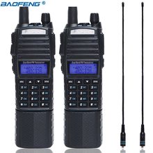 Baofeng walkie talkie 2 peças, bateria 3800mah uv 82, rádio bidirecional duplo ptt vhf uhf uv82 quais 2 peças antena 2024 - compre barato