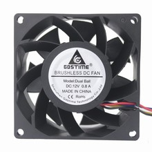 Gdstime 2 Pcs DC Brushless Fan 12V 80x80mm 4 Pin Two Ball Bearing Radiator 80mm x 38mm CPU PC Case Cooling Fan 12 Volt 8cm 2024 - buy cheap