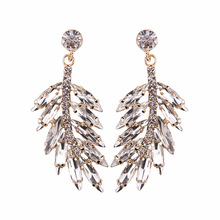 Luxury Crystal Bridal Drop Earrings for Women Fashion Shiny Cubic Zirconia Leaf Leaves Brincos Earrings Piercing Wedding Jewelry 2024 - buy cheap