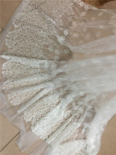 Tecido de renda branco com glitter, renda de tule africano, colado, 5 jardas, para vestido de noiva e casamento 2024 - compre barato