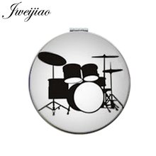 JWEIJIAO Love Musical Instruments Round Pocket Mirror Drum Piano Band combination White PU Leather Folding Compact Makeup Mirror 2024 - buy cheap