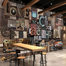 Papel de parede com mural personalizado, adesivo 3d estéreo com letra de amor retrô para parede restaurante, café, bar, à prova d'água 2024 - compre barato