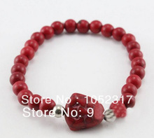 Red Coral Bead Silver Plated Carved Buddha head Bracelet Adjustable Beautiful Woman Party Gift 2024 - buy cheap