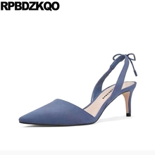 Designer sandálias femininas 2021 verão fechado toe sapatos deslizamento em bombas estilingue stiletto famosa marca senhoras azul feriado apontou 2024 - compre barato