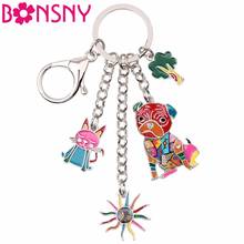 Bonsny Enamel Metal Cat Sunflower Cabbage Pug Dog Key Chain Keychains Rings For Women Girls Gifts Novelty Jewelry Bag Car Charms 2024 - buy cheap