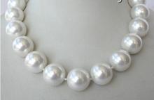 Classic large 20mm round white sea shell shell bead necklace AAA style Fine Noble Natural Natural free shipping 2024 - buy cheap