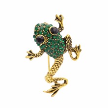 1PC Rhinestone Green Frog Brooch Unisex Cute Animal Brooch Pin Women Men Dress Coat Accessories High Quality Ornament 2024 - buy cheap