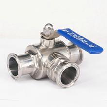 1-1/2" 38mm 304 Stainless Steel Sanitary 3 Way L port Ball Valve 1.5" Tri Clamp Ferrule Type 2024 - buy cheap