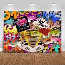 Mehofoto 90s cenário temático grafite hip pop 90 fundo de festa 7x5ft vinil amamos a festa faixas suprimentos de decoração 185 2024 - compre barato