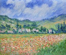 Pintura de Monet famosa, pintado a mano, campo de amapola cerca de Giverny de Claude Monet, óleo sobre lienzo, arte decorativo de pared 2024 - compra barato