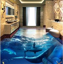 3D wall mural flooring ocean dolphin Photo wallpaper mural floor  PVC Waterproof floor mural painting 2024 - buy cheap