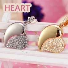 Jewelry Heart Pen Drive 64GB 32GB 16GB 8GB Diamond Crystal Heart USB 2.0 Flash Drive 64GB Pendrive Gift USB Flash Drive Key 2024 - buy cheap
