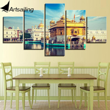 Wall Art Pictures water Islamic mosque Modular Poster HD Prints Home Decor 5 Pieces Canvas Paintings drop ship 2024 - buy cheap