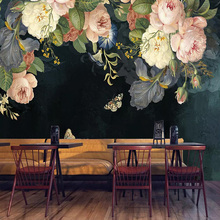 Papel de parede estilo europeu retrô com pintura a óleo, mural de flores de rosa, sofá, tv, plano de fundo, sala de estar, quarto 2024 - compre barato