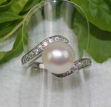 Free shipping >>>>>>Real natural Akoya white cultured pearl ring7-9 2024 - buy cheap