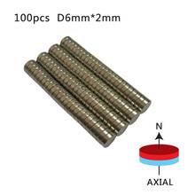 2018 High Strength 100 Pieces/pack N50 6mm x 2mm Neodymium Magnets Strong Rare Earth NdFeB Magnet Craft Model Disc 2024 - buy cheap
