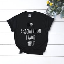 Skuggnas New Arrival Im a Social Vegan T-Shirt Socially Awkward Vegetarian t shirts Funny Vegan Tee Sarcastic Clothing 2024 - buy cheap