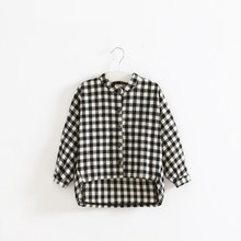 Camisa de algodão xadrez de manga comprida, camisa casual para crianças de 2 a 7 anos, outono e primavera, 2021 2024 - compre barato
