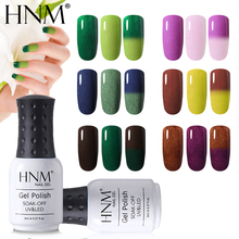 Hnm-esmalte para unha, 8ml, novo, mudança de cor, verniz híbrido, semi-permanente, estampagem uv, gel, 12 cores, base superior 2024 - compre barato