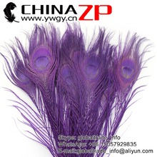 CHINAZP Factory 25-30cm Length 500pcs/lot Exporting Good Quality Dyed Eggplant Full Eye Peacock Feathers 2024 - buy cheap