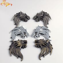 10pairs  Antique Wolf Head Zinc Alloy Chrome Metal Car Styling Emblem Badge Refitting 3D Sticker / Grille Decal Cool M 2024 - buy cheap