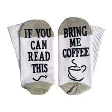 Calcetines con estampado de letras para hombre y mujer, calcetín de San Valentín con estilo "If You can read this Bring Me Coffee", 1 par 2024 - compra barato