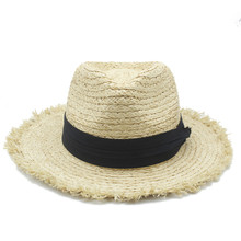 2019 100% Raffia Straw Women Wife Brim Sun Hat Elegant Lady Summer Panama Hat Handwork Queen Sunbonnet Beach Sunhat Fedora Cap 2024 - buy cheap