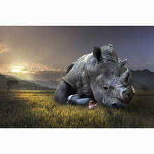 5D DIY Full Square Diamond Painting Cross Stitch "Rhino Tears" 3D Diamond Embroidery Rhinestone Mosaic Home Decor Gift 2024 - buy cheap