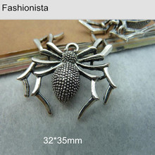 Free Shipping -15 pcs Antique Silver /Bronze Spider Charms Pendant 32*35mm Halloween Pendant Fashion Jewelry Supplies Punk Style 2024 - buy cheap