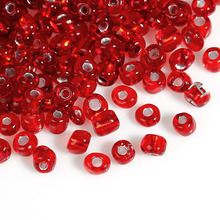 DoreenBox Glass Dark Red Seed Beads 6/0 Round Rocailles Lined For DIY Jewelry Making, 4*3.5mm, Hole: Approx 1mm, 450 gram 2024 - buy cheap