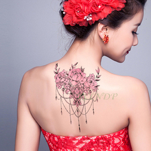 Водонепроницаемая Временная тату-наклейка с розовым цветком, бриллиантовое ожерелье, лист, поддельные тату, флэш-тату, художественные татуировки для девушек, женщин и мужчин 2024 - купить недорого