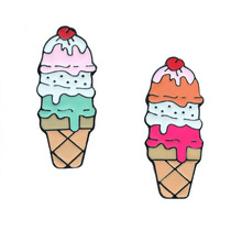 Delicious Ice Cream Cone Metal Enamel Brooch Summer Cool Fruit Dessert Badge Pin Trendy Fun Costume Jewelry Accessories Gifts 2024 - buy cheap