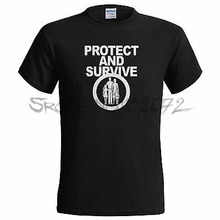 Camiseta masculina algodão proteger e sobreviver homens anti nuclear t camisa paz algodão masculino tshirt tamanho euro transporte da gota 2024 - compre barato