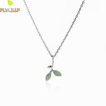 Flyleaf 100% Sterling Silver Opal Leaves Buds Necklaces & Pendants For Women Creative Fashion Collar Clavicle Jewelry 2024 - buy cheap