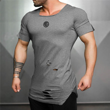 Brand New Mens Vintage T shirt Cotton Ripped Hole Hip Hop T-shirt Men Fashion Casual Top Tee Men Sportswear Fitness Tshirt 2024 - buy cheap