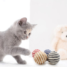 1 unidades/pacote Colorido Gato de Estimação Sisal Corda Tecida Bola Provocação Jogando Mastigar Brinquedo Chocalho Captura Do Zero. 2024 - compre barato