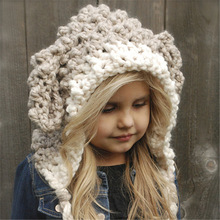 Novo chapéu de bebê de lã grossa infantil, moda inovadora, tricotado, quente, confortável 2024 - compre barato