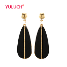 YULUCH Luxury Fashion Jewelry Stud Earrings for Water Drop Alloy Inlaid Wood Chip Earrings Personality Woman Wedding Gifts 2024 - buy cheap