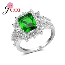 Korean 925 Sterling Silver Rings AAAAA Cubic Zirconia Women Top Quality Wedding Engagement Rings Green Gem Stone Jewelry 2024 - buy cheap