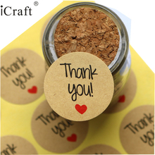 1200pcs Kraft Paper Round Thank you Seal Sticker with Red Heart Circle Point Sticker 2024 - buy cheap