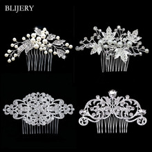 BLIJERY Fashion Pearls Crystal Bridal Hair Accessories Floral Wedding Hair Combs for Women Headpiece Brides Wedding Hair Jewelry 2024 - buy cheap