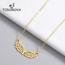 Todorova Guardian Angel Wings Pendant Necklace for Women Men Stainless Steel Jewelry Statement Necklace Feather Collar Necklace 2024 - buy cheap