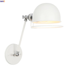 IWHD Adjustable White Long Arm Wall Light Fixtures Bedroom Beside Stair Loft Style Edison Vintage Wall Lamp Sconce Wandlamp LED 2024 - buy cheap