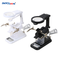 Welding Desktop Multifunctional Magnifier Magnifying Glass 3X 4.5X 20X 10 LED Illuminated Magnifier Loupe Third Hand Soldering 2024 - buy cheap