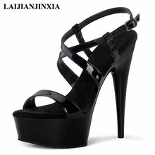 Laijianjinxi sapatos femininos de salto alto, 15cm, para festa sensual, salto alto, sandálias plataforma, sapatos para dança 2024 - compre barato