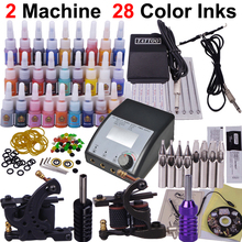 Professional Tattoo Kit 2pcs Machine Guns Shader Liner Power Supply Needles 28 Colors Ink Tip Tattoo Set 2024 - buy cheap