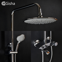 Gisha Shower Faucets Bathtub Faucet Set Chrome Finish Brass Made Shower Set 8 Inch Rain Shower Faucet Mixer Nozzle For Tub G5003 2024 - buy cheap