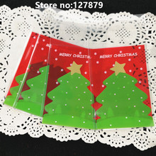 100 pçs/lote 7x10 cm Presente de Ano Novo decorações de natal Embalagem Opp Auto-adesivo Sacos de Biscoito Biscoitos de Casamento árvore de natal 2024 - compre barato