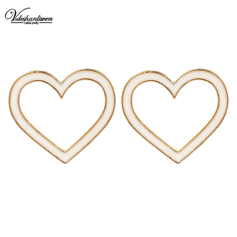 Vodeshanliwen новый дизайн сердце большие серьги гвоздики для женщин трендовые ювелирные изделия очаровательные свадебные эмалированные массивные серьги аксессуары 2022 - купить недорого